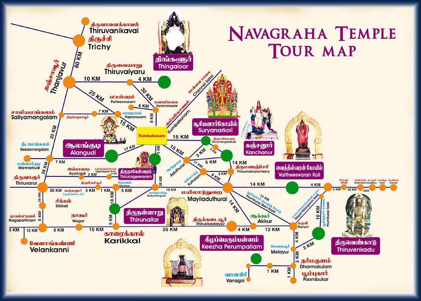 navagraha temple map |tamilnadu tourism packages